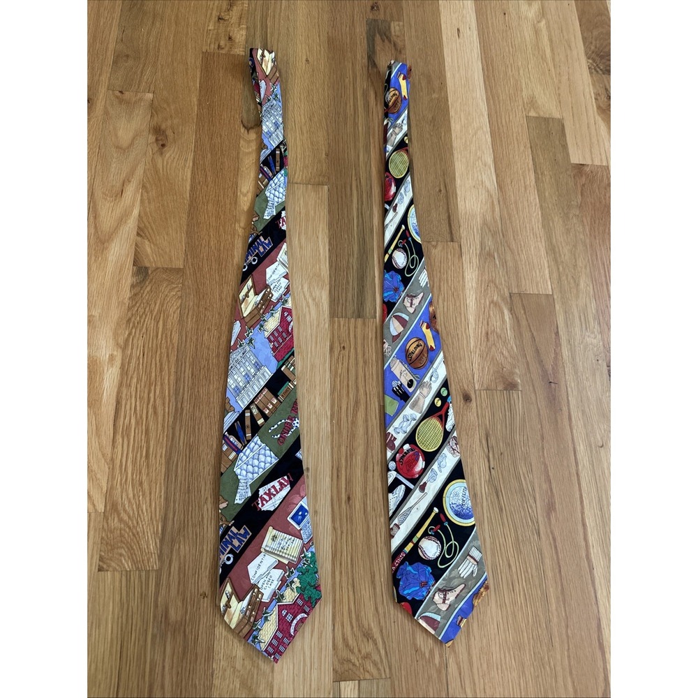 Lot Of 2 Vintage RARE 1994 NICOLE MILLER Spalding and‎ Taxi Silk Ties.